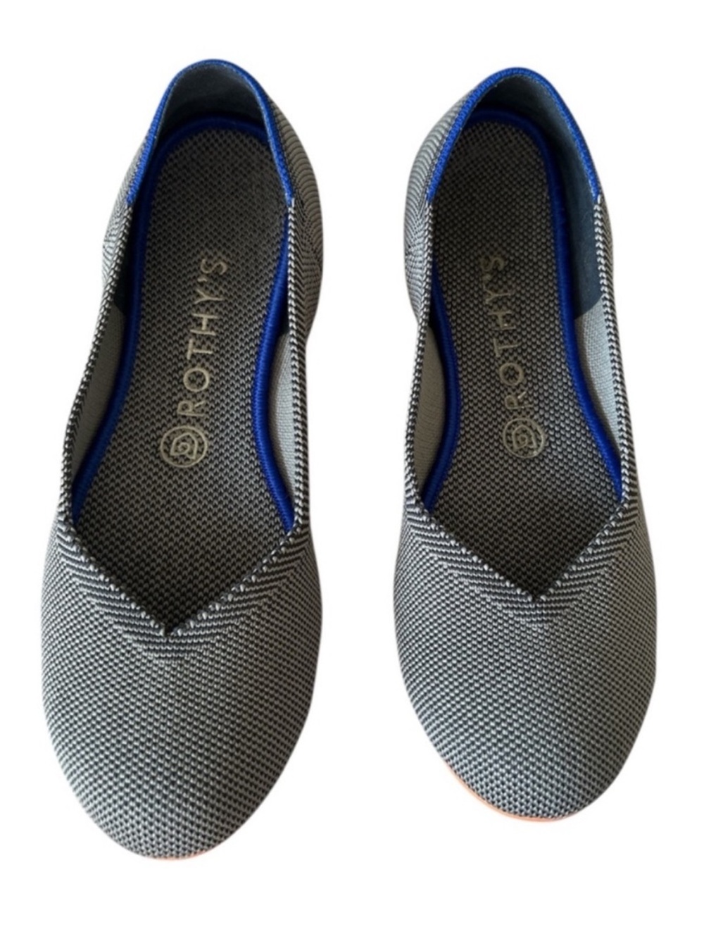 Rothy's The Flat in Retired Color Dove Grey With Orange Soles